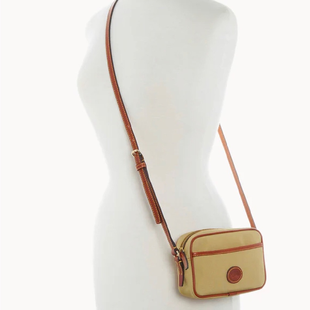NWT Dooney & Bourke Khaki and Brown Italian Nylon Leather Camera Crossbody Bag - Picture 9 of 9